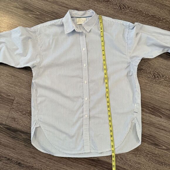 J. Crew Blue and White Stripe Relaxed Button Up - Picture 7 of 9